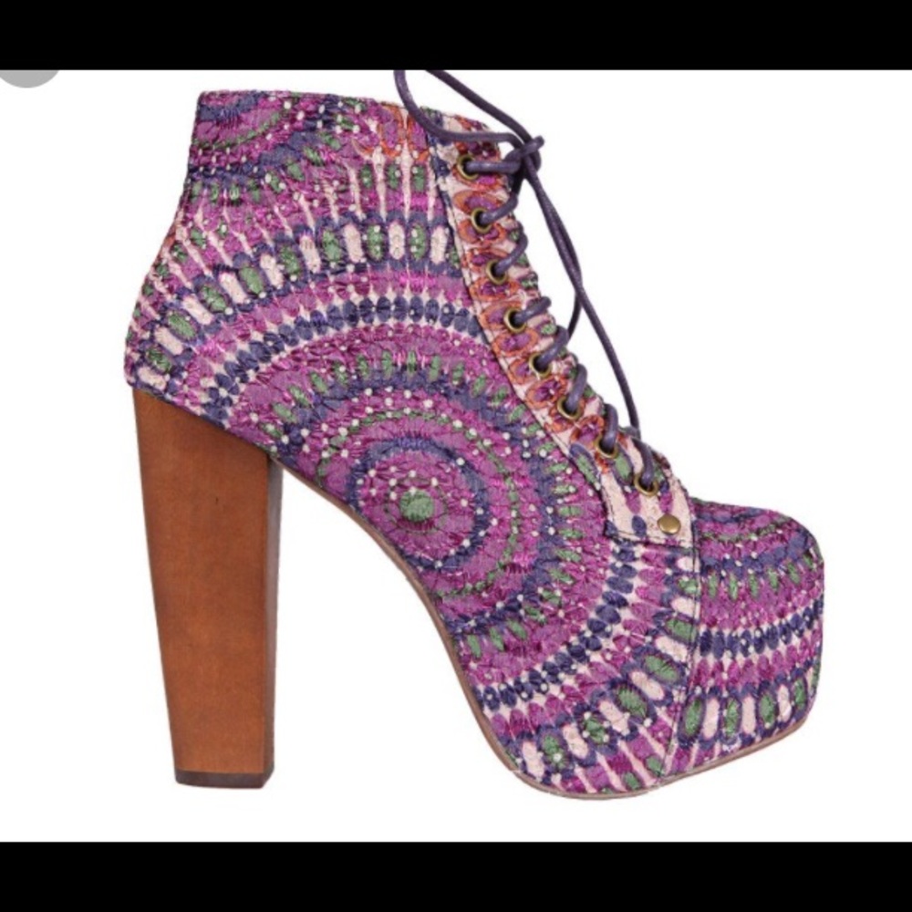 RARE Jeffrey Campbell Lita Purple Feather Ankle